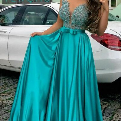 Blue mother of bride/ groom dress simple beading evening formal gowns prom dress