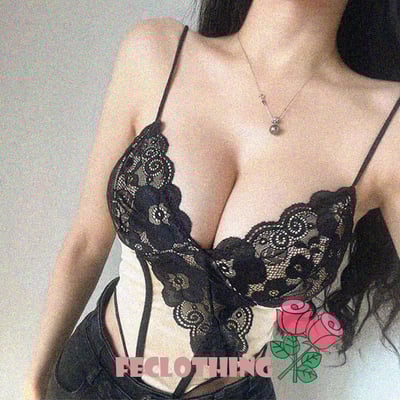 Lace lace velvet sexy hottie backless tight women's halter top - Thumbnail 2