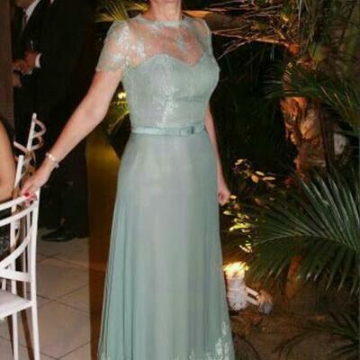 Mint green mother of bride/ groom dress simple lace evening formal gowns prom dress