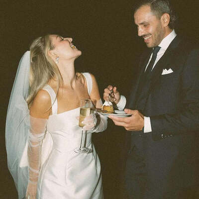 Sexy square neck white satin short wedding dress with bow back dresses