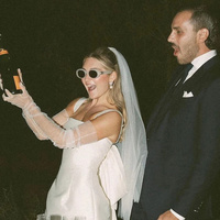 Sexy square neck white satin short wedding dress with bow back dresses - Thumbnail 2