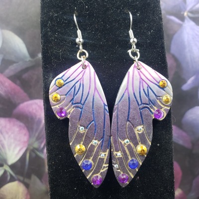 Purple gradient butterfly earrings