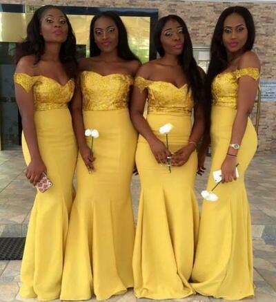 Off Shoulder Backless Sweep Train Bridesmaid Dresses With Sequin