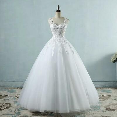 Charming a line ball gown lace wedding dresses 