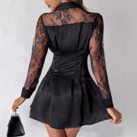 Elegant Lace Splicing Long Sleeved Dress - Thumbnail 3