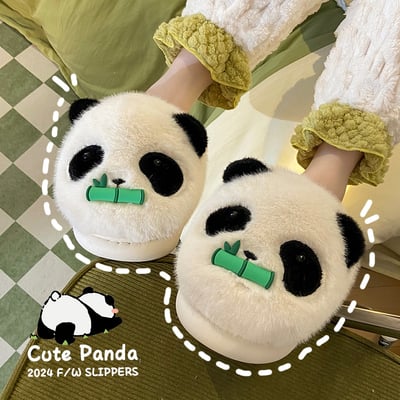Free shipping kawaii cute bamboo panda plush slippers