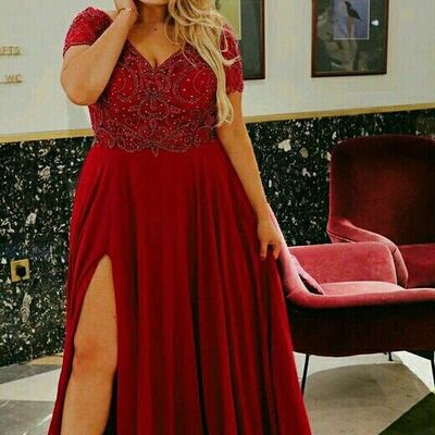 Plus size burgundy wine red mother of bride/ groom dress simple evening formal gowns prom dress
