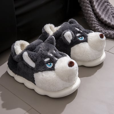 Free shipping cute husky fuzzy slippers - unisex - Thumbnail 2