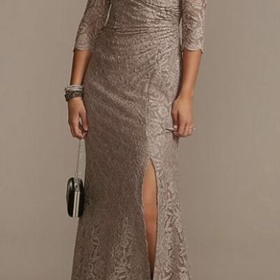 Champagne mother of bride/ groom dress simple lace evening formal gowns prom dress