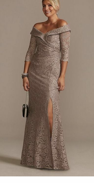 Champagne Mother of Bride/ Groom Dress Simple Lace Evening Formal Gowns Prom Dress