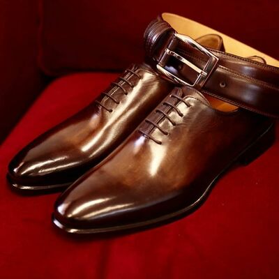 Handmade men's gentlemen's edition brown dress lace up shoes