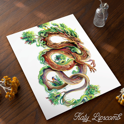Wood dragon - print
