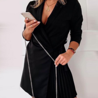 Fashion Sexy Black Long Sleeve Dress - Thumbnail 2