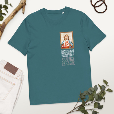 1/2 tin jesus unisex organic cotton t-shirt