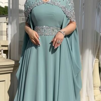 Mint green mother of bride/ groom dress beading crystals evening formal gowns prom dress