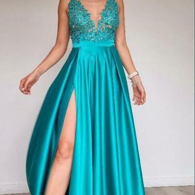 Blue mother of bride/ groom dress lace evening formal gowns prom dress