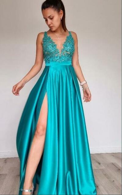 Blue Mother of Bride/ Groom Dress Lace Evening Formal Gowns Prom Dress