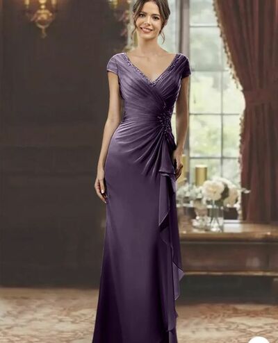 Purple Mother of Bride/ Groom Dress Simple Evening Formal Gowns Prom Dress