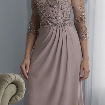 Simple mother of bride/ groom dress beading crystals evening formal gowns prom dress