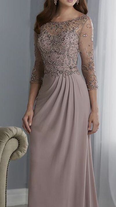 Simple Mother of Bride/ Groom Dress Beading Crystals Evening Formal Gowns Prom Dress