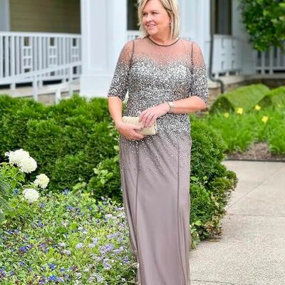 Champagne mother of bride/ groom dress beading crystals evening formal gowns prom dress