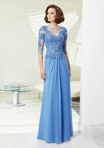 Sky Blue Mother of Bride/ Groom Dress Simple Lace Evening Formal Gowns Prom Dress
