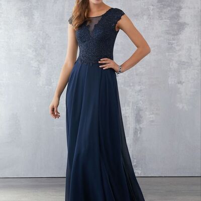 Navt blue mother of bride/ groom dress simple lace evening formal gowns prom dress