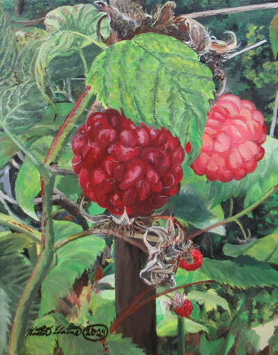 "Raspberries" Nature Inspired Artwork By N.E.Thompson, Art Print