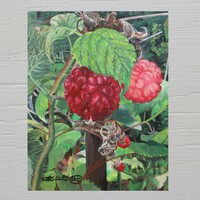 "Raspberries" Nature Inspired Artwork By N.E.Thompson, Art Print - Thumbnail 1