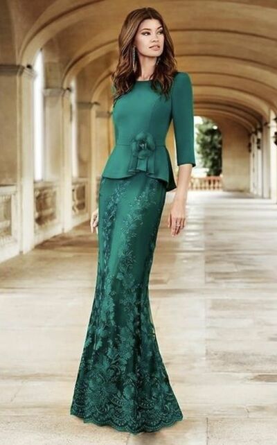 Elegant Mother of Bride/ Groom Dress Simple Green Lace Evening Formal Gowns Prom Dress