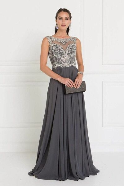 Elegant Mother of Bride/ Groom Dress Simple Grey Beading Crystals Evening Formal Gowns Prom Dress