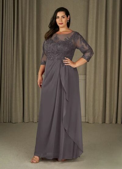 Elegant Mother of Bride/ Groom Dress Simple Grey Lace Evening Formal Gowns Prom Dress