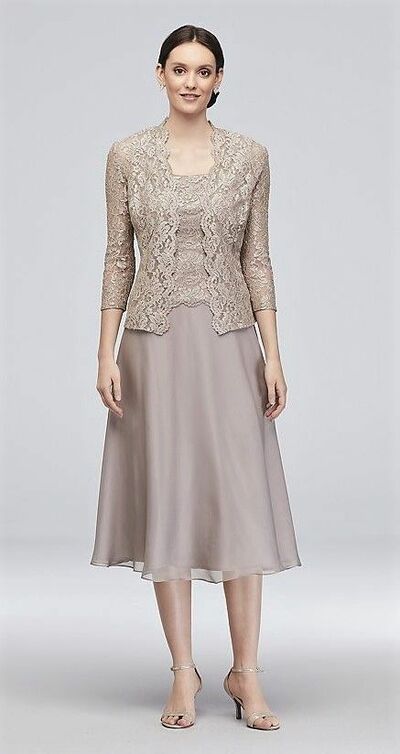 Elegant Mother of Bride/ Groom Dress Simple Grey Lace Evening Formal Gowns Prom Dress