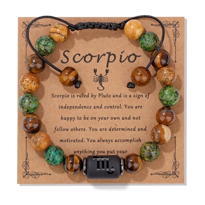 Horoscope bracelet with natural stones for men and women, unisex constellation bracelet