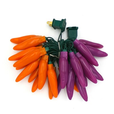 Halloween - Fall - LED Chili Pepper string lights - 50 Peppers per string - Orange, Purple, Combo- 13.5 ft - free ship