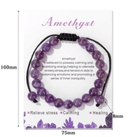 Braided and adjustable bracelet with 8 mm natural stone beads, unisex bohemian bracelet - Thumbnail 6