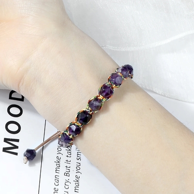 Bohemian bracelet with natural stone beads, adjustable yoga bracelet