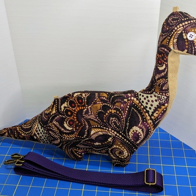 Bag-o-saurs: bronto - purple & brown (prototype)