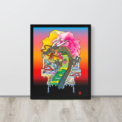 Dragon roses (framed print)