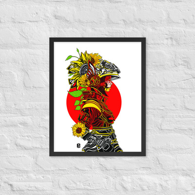 The sunflowered soldier (framed print)