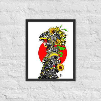 The sunflower soldier (framed print)