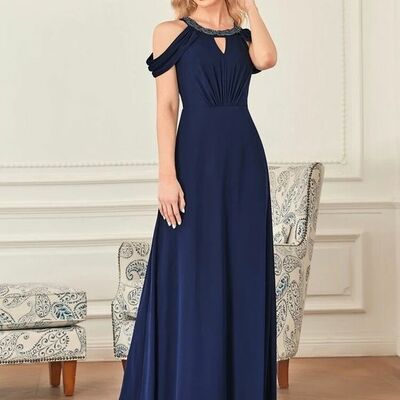 Elegant royal blue mother of bride/ groom dress simple lace evening formal gowns prom dress
