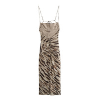 Tulle printed pleated open back camisole dress - Thumbnail 1