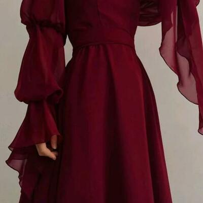 Beautiful romantic a-line vintage wine red prom dresses