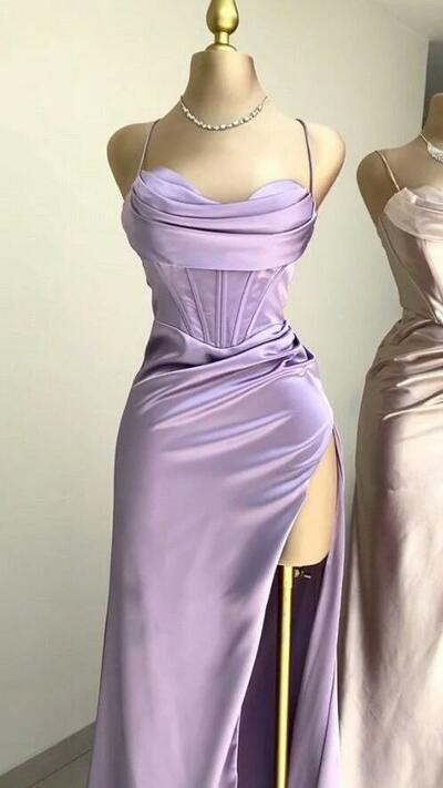 Mermaid Sweetheart Lavender Stain Prom Dress With Split