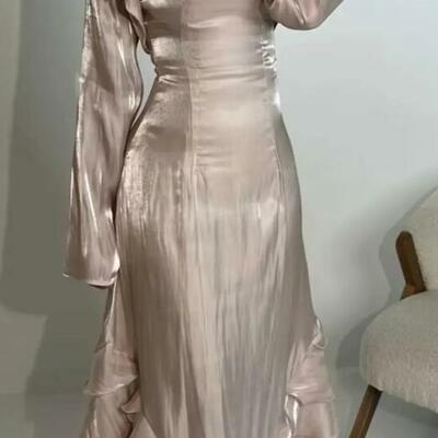 Spaghetti straps floor length prom dresses with pleated ruffles