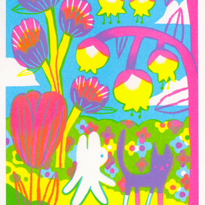 "spring walk" by odd rabbits (marlowe pody) -framed-