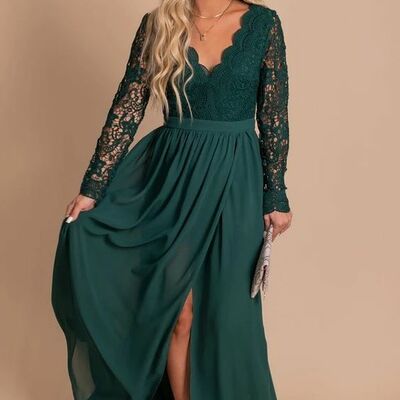 Elegant green mother of bride/ groom dress simple lace evening formal gowns prom dress