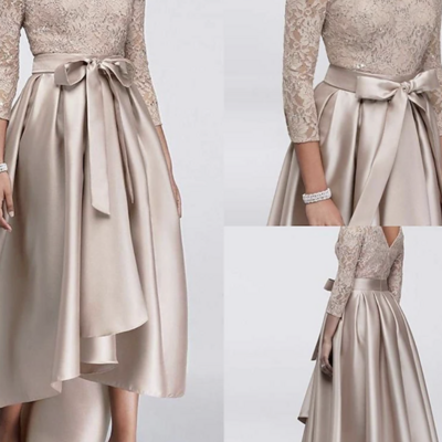 Hi low mother of the bride dresses with sleeves
