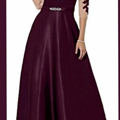 Elegant burgundy wine red mother of bride/ groom dress simple lace evening formal gowns prom dress
